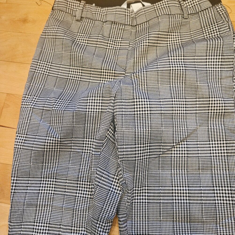 H&M Black and White Plaid Straight Leg Pants, Size 10